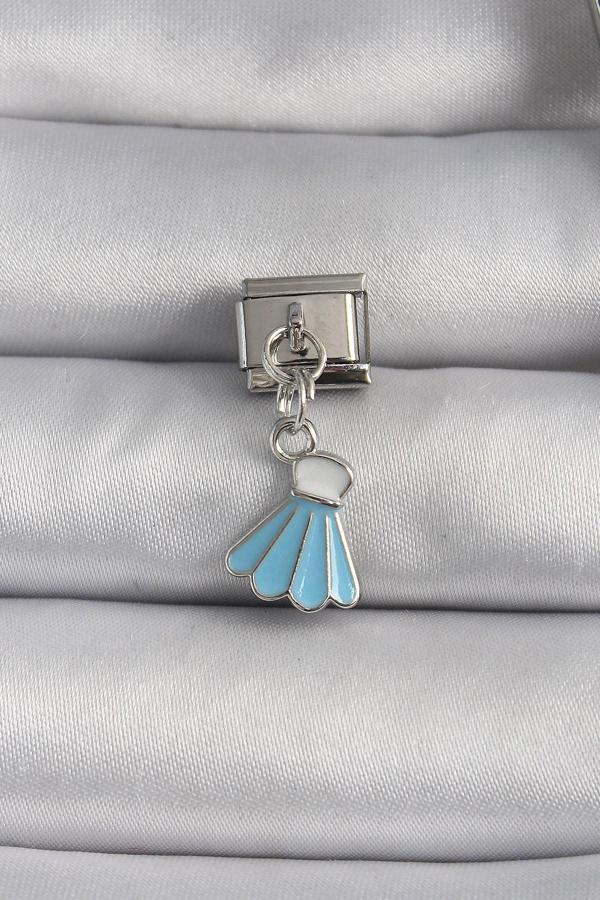 316L Çelik Gümüş Renk Mavi Renk Sallantı Elbise Model Nomination Charm - TJ-BC1101 - Image 1