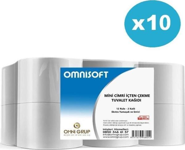 Omnisoft 10 Koli Mini Cimri İçten Çekmeli Tuvalet Kağıdı 30 kg 120 Rulo - Image 1