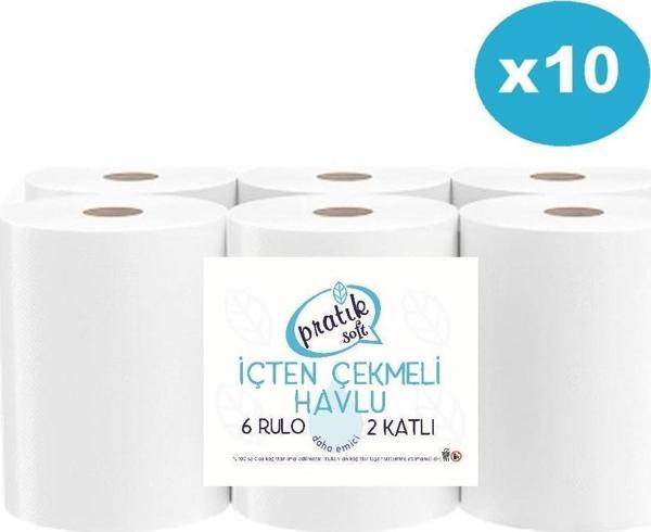 Pratiksoft 10 Koli İçten Çekmeli Kağıt Havlu 60 Rulo - Image 1