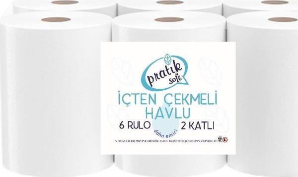 Pratiksoft İçten Çekmeli Kağıt Havlu 6 Rulo - Image 1