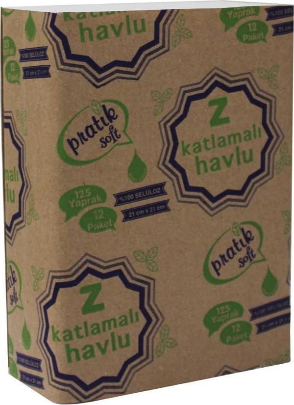 Pratiksoft Z Katlama Dispenser Kağıt Havlu 125 x 12 Paket  - Image 1
