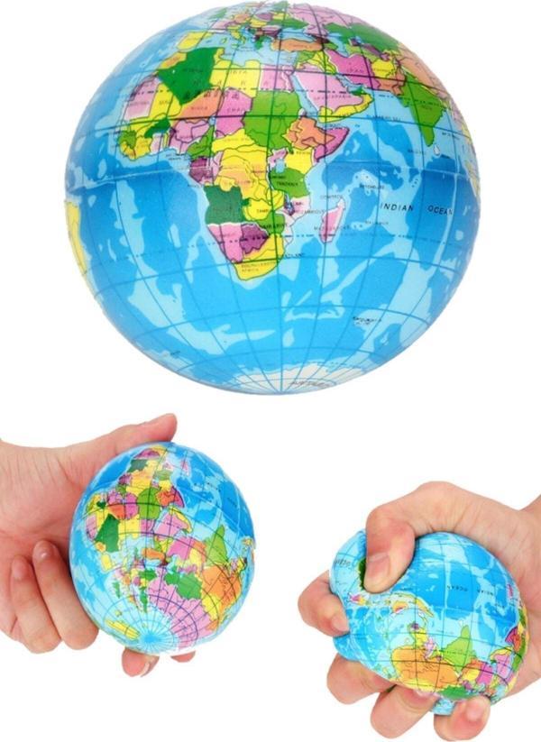 Dünya Desenli Popit Stres Topu Eğitici Oyuncak Çap 6 Cm - Image 1