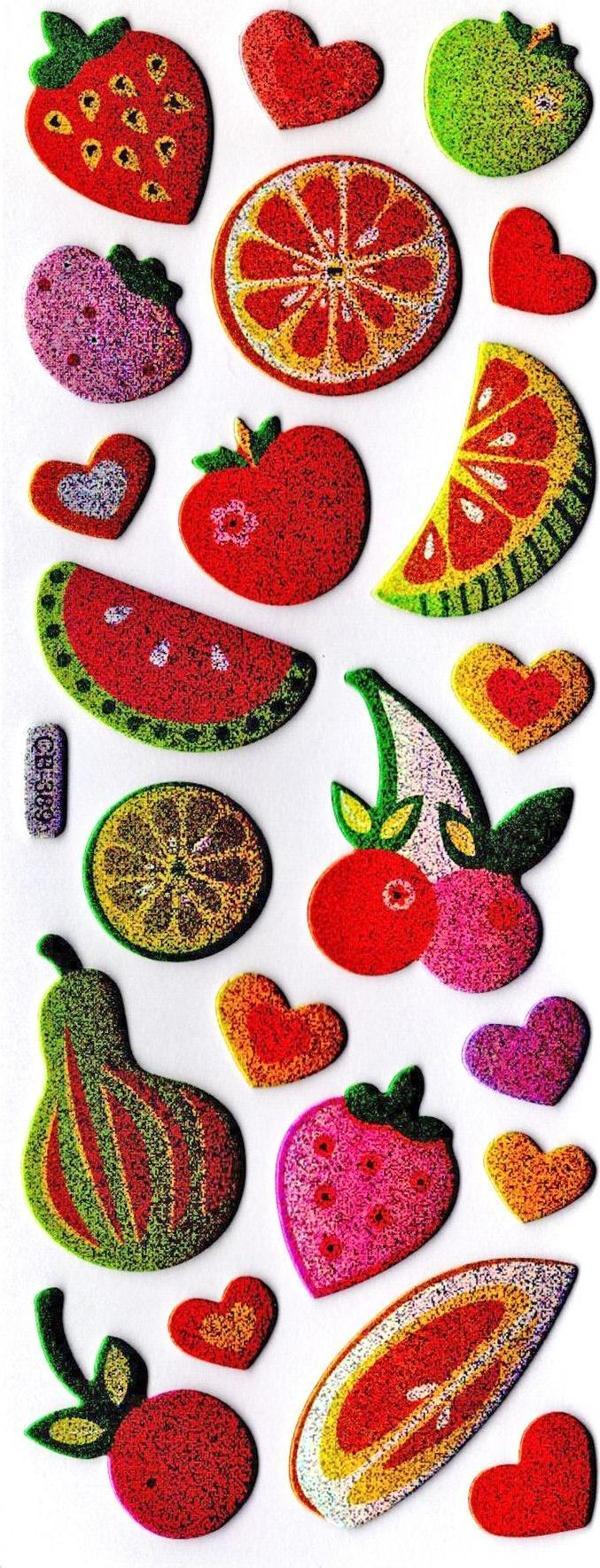 Sticker Kabartmalı Sticker Defter, Planlayıcı Etiket (cb389) 16x7 cm- Meyveler - Image 1