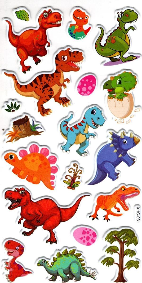 Sticker Kabartmalı Stiker Çıkartma Etiket (XHC031)-18x9 cm- Mutlu Dinozor - Image 1