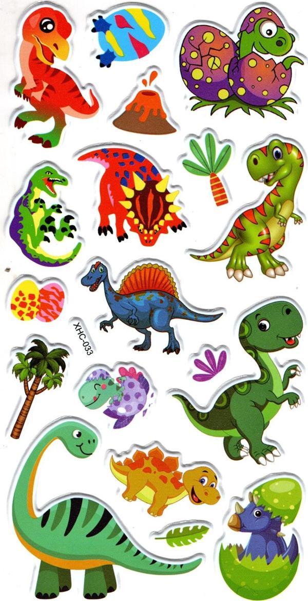 Sticker Kabartmalı Stiker Çıkartma Etiket (XHC033)-18x9 cm- Sevimli Dinozor - Image 1