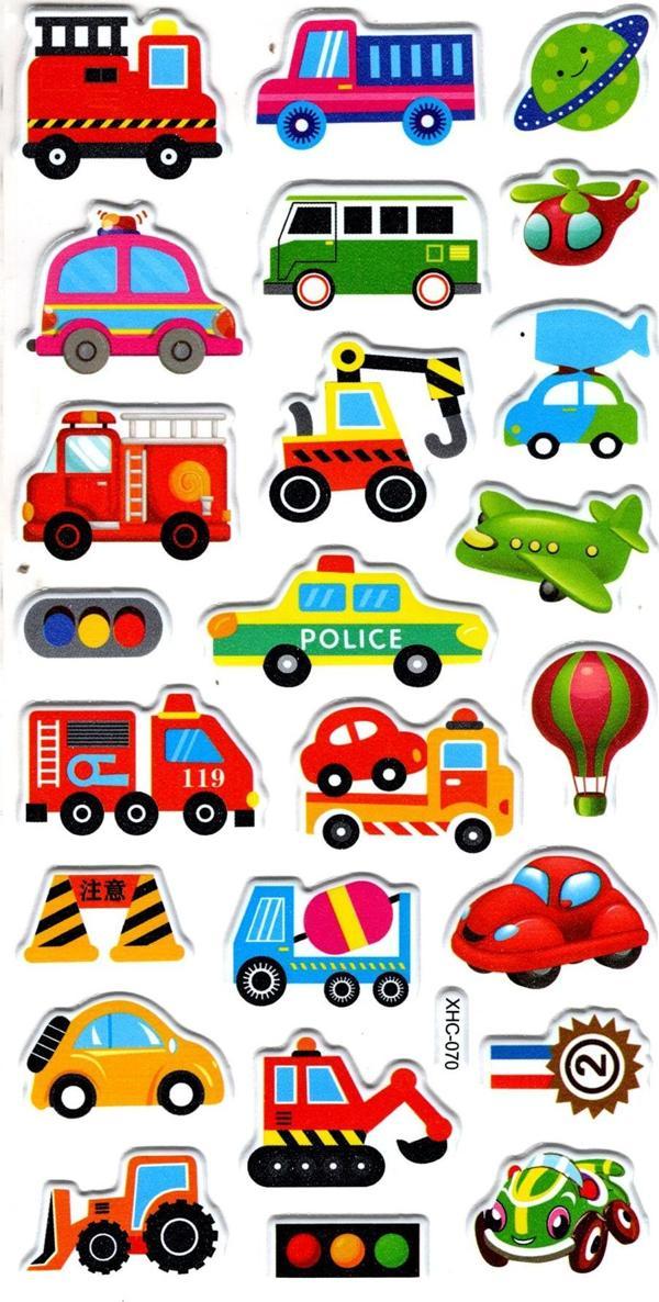 Sticker Kabartmalı Stiker Çıkartma Etiket (XHC070)-18x9 cm- Şirin Araba - Image 1