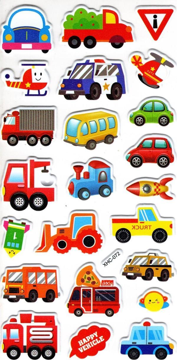 Sticker Kabartmalı Stiker Çıkartma Etiket (XHC072)-18x9 cm- Şirin Araba Taşıt Roket - Image 1