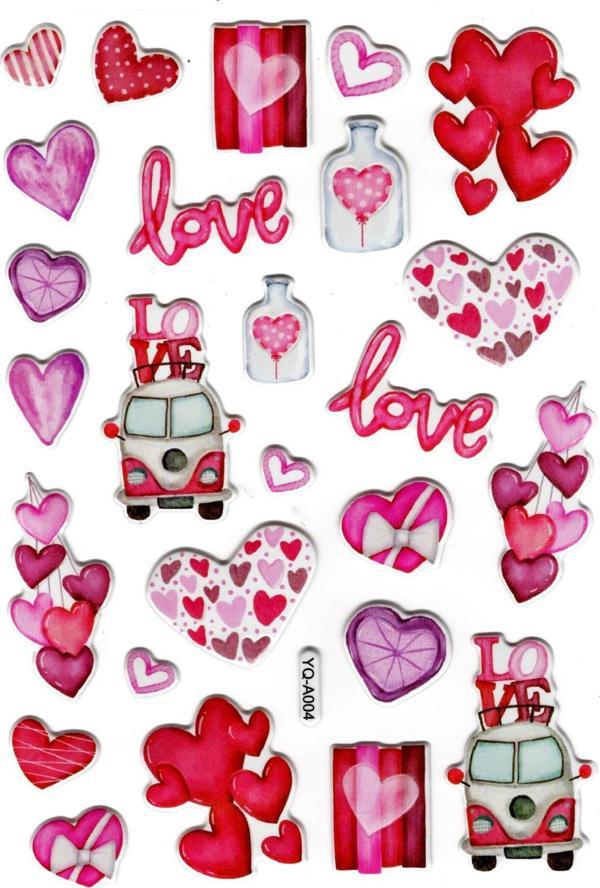 Sticker Kabartmalı Stiker Defter Planlayıcı Etiket (YQA004)-20x14cm - Aşk Kalp - Image 1