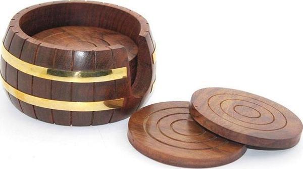 Pirinç Yuvarlak Ahşap Bardak Altı W431 - Image 1