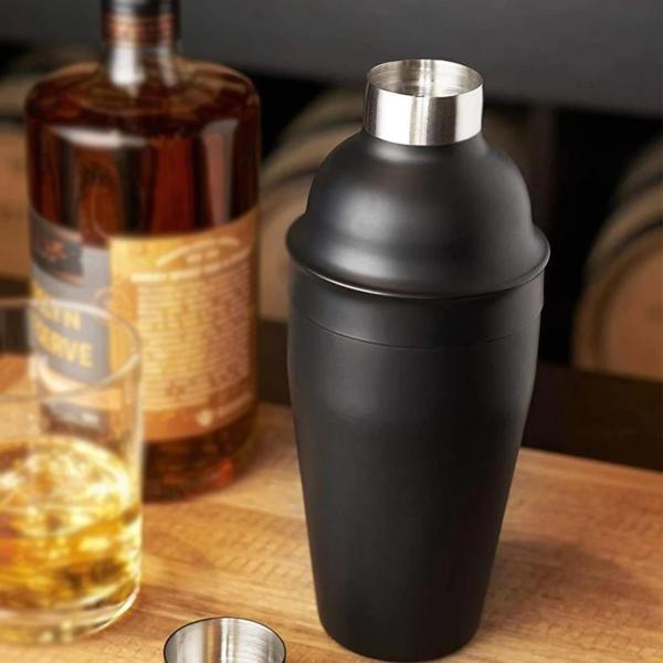 Perlotus Mat Siyah Çelik 700 ml Süzgeçli Kokteyl Shaker Karıştırıcı - Image 1
