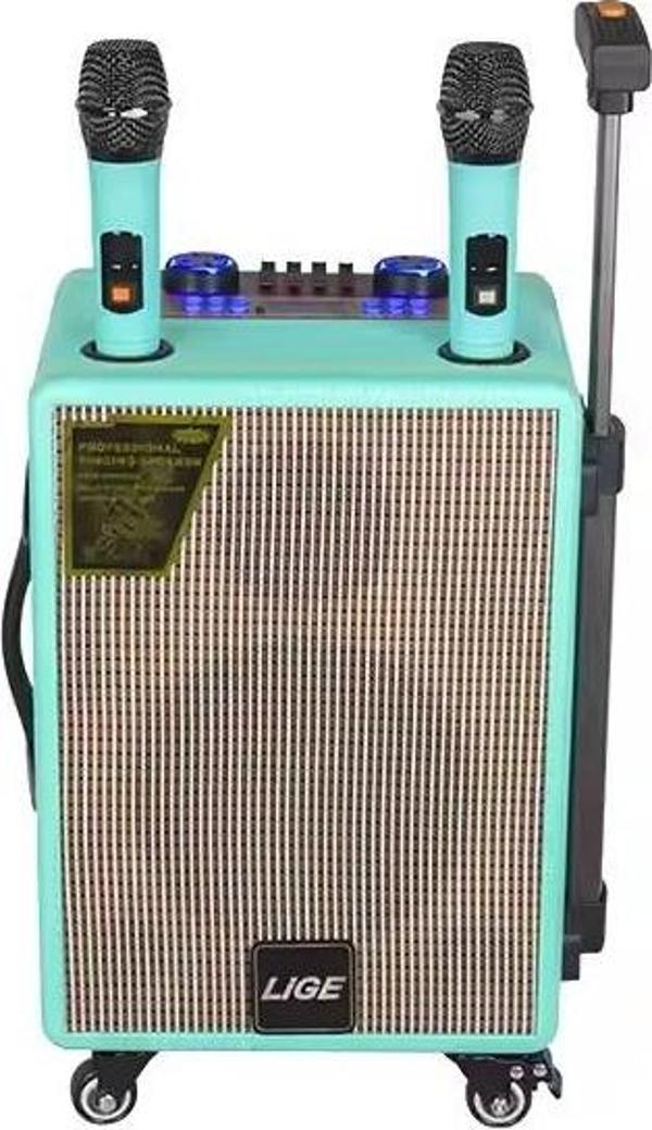 LİGE 8 Valiz Boy Tekerlekli Tutacaklı Karaoke Mikrofonlı Bluetooht Hoparlör - Image 1