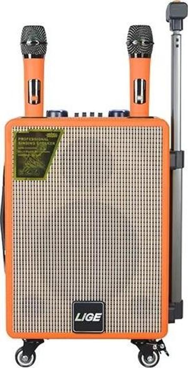 LİGE 8 Valiz Boy Tekerlekli Tutacaklı Karaoke Mikrofonlı Bluetooht Hoparlör - Image 1