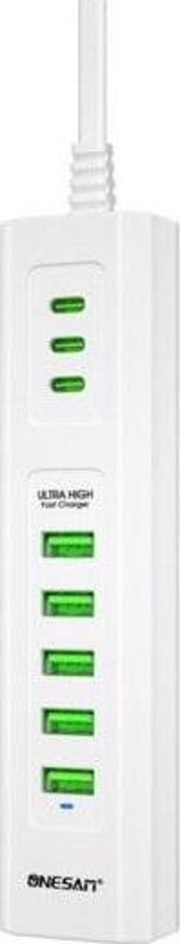 Onesam U04 24W Ultra Hızlı Masa Üstü Şarj Adaptörü 5 USB + 3 TYPE-C  - Image 1
