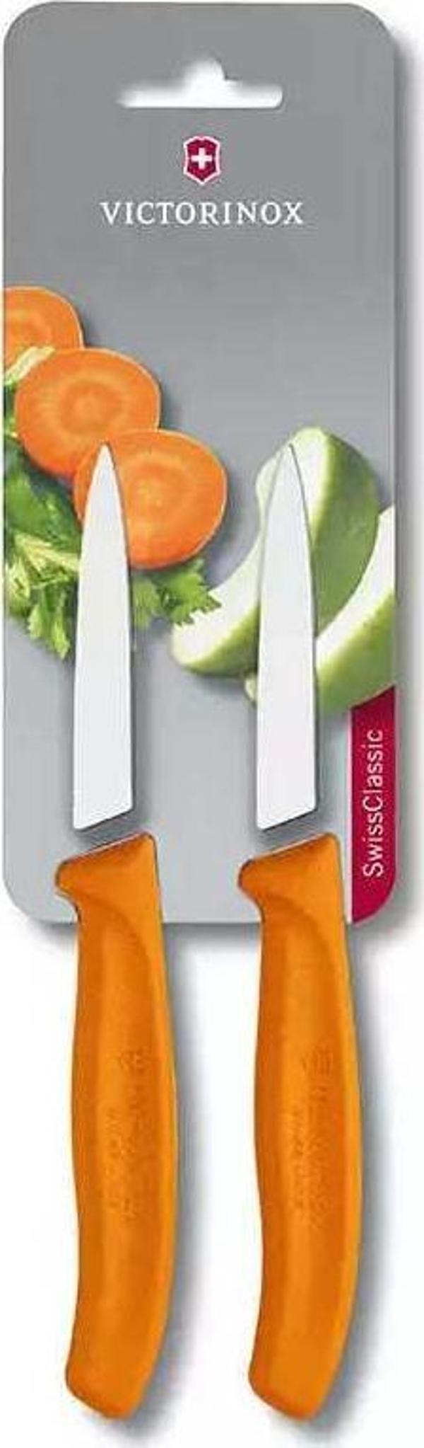 Victorinox  VT 6.7606.L119B Soyma Bıçağı,8Cm,Düz,Sc,Turuncu,2 Li Blister - Image 1