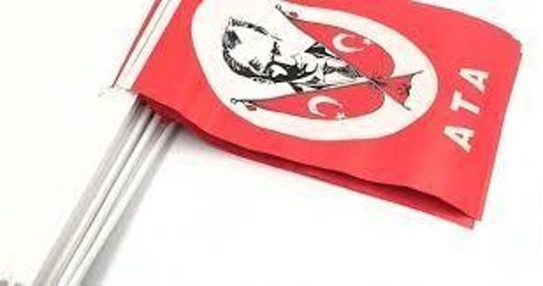 Çubuklu Atalı Kağıt Bayrak (80'lİ) 12x20 cm - Image 1