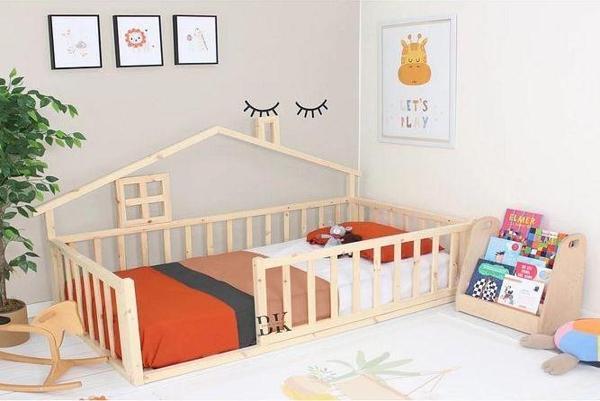 Doğal Ahşap Montessori Bebek ve Çocuk Karyolası - Image 1