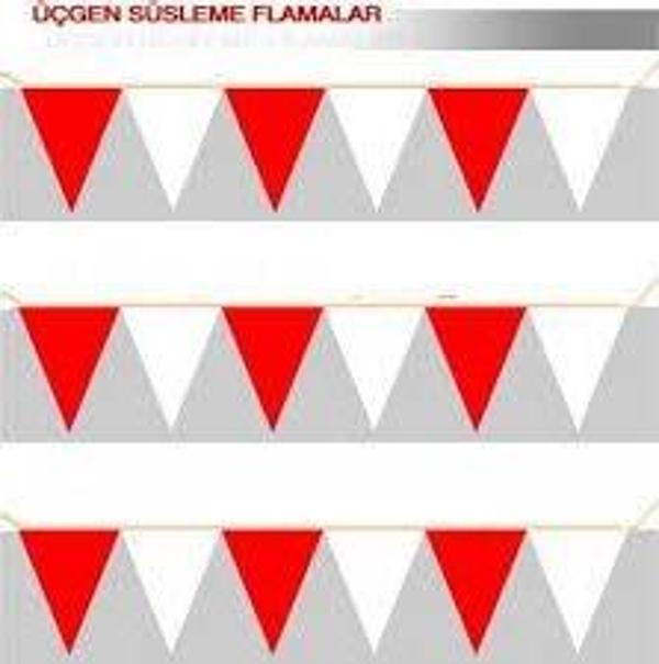 Kırmızı Beyaz-Üçgen Flama 18x20 cm - Image 1