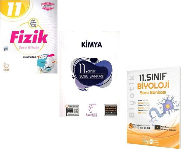 Palme 11.Sınıf Fizik Karekök Kimya ve Biyotik Biyoloji Soru Bankası Seti 3 Kitap - Palme Yayınları - Image 1