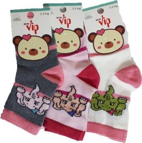 Lababy Renkli Desenli Kız Bebek Soket Çorap 6 lı Paket - Image 1