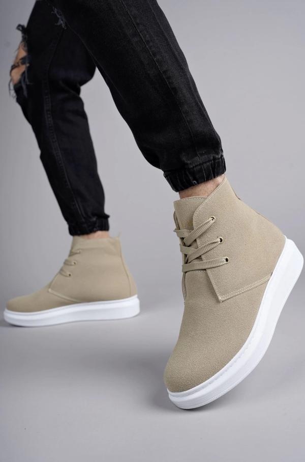 SLW207 Oslo Bağcıklı Süet Erkek Günlük Spor Bot BT Krem - Image 1