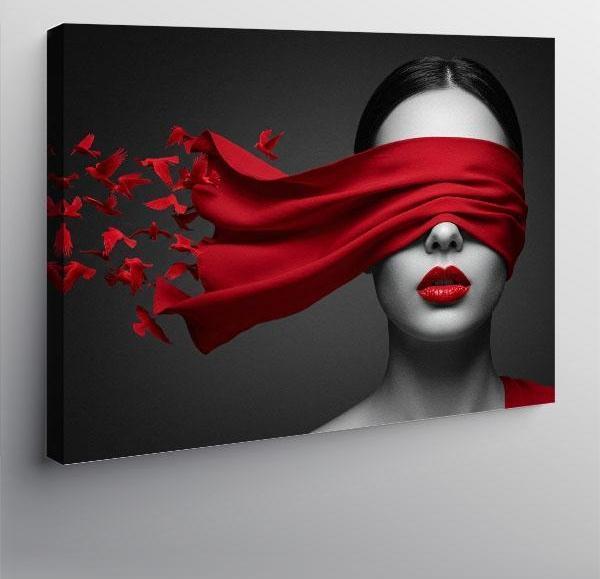 Kanvas Tablo Kırmızı Maskeli Kadın - Image 1