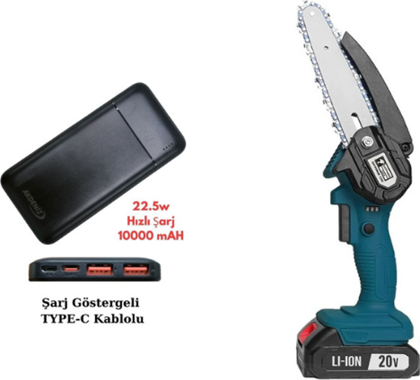 Catpower 1330 Çift Akülü Dal Budama Makinesi 15 Cm - CAT1330+Akdeniz Taşınabilir Şarj Cihazı (Model: S125Q) - Image 1