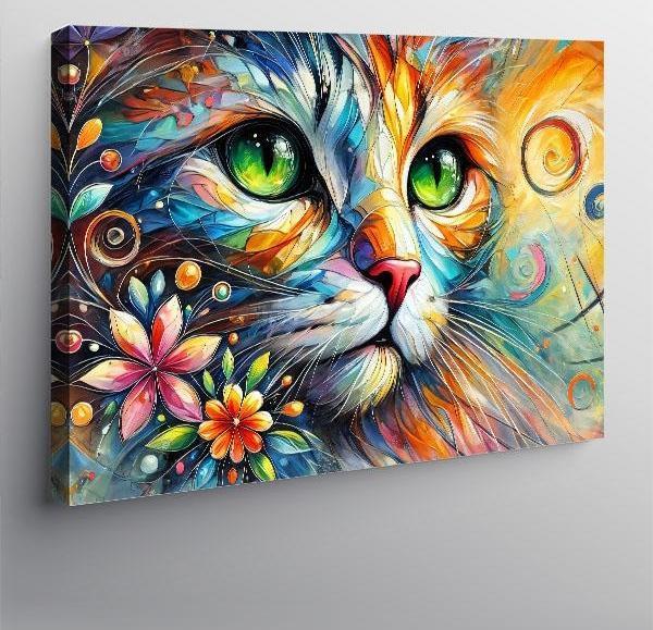 Kanvas Tablo Renkli Kedi Gözleri - Image 1