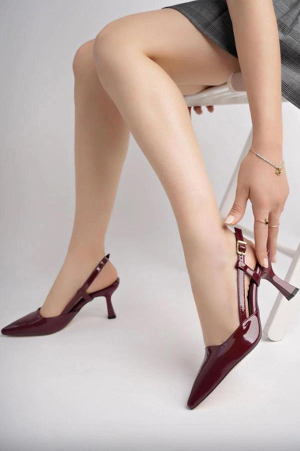 Bordo Rugan Günlük 7 cm Topuklu Kadın Ayakkabı - Image 1