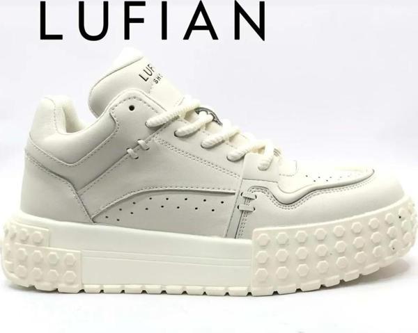 Lufian 112230206 Burton Sneaker Erkek Deri Casual Klasik Ayakkabı BEYAZ - Image 1