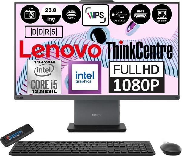 Lenovo Thinkcentre Neo 24 50A Gen5 Intel Core I5 13420H 96GB Ddr5 2tb SSD Windows 11 Pro Intel® UHD Graphics 23.8" Fhd All In One Bilgisayar 12SC000QTRP19 + Zetta Flash Bellek - Image 1
