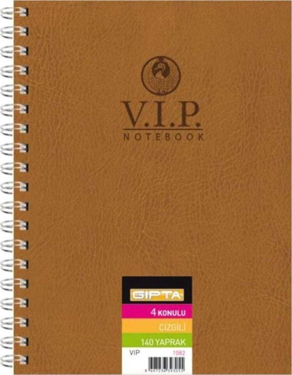 Gıpta Vip Spiralli Deri Kapak Defter 17X24 140 Yaprak - Çizgili - Image 1