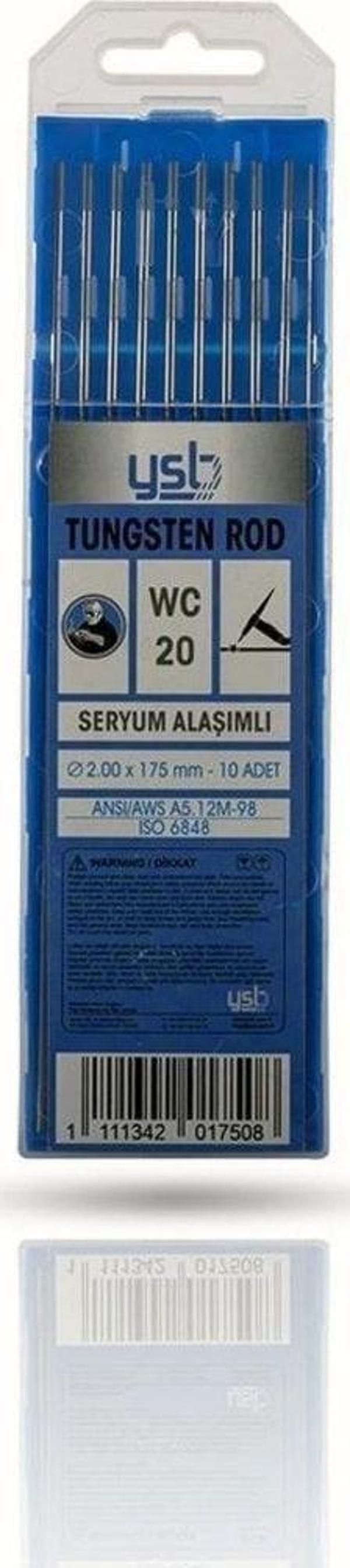 YSB Wc 20 Gri Toryum Alaşımlı Tungsten 2.0 X 175 Mm Elektrod (10 Adet) - Image 1