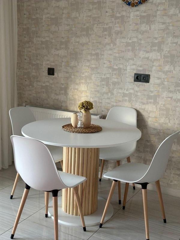 woodywood 103 Cm Özel Tasarım Yemek Masası Yuvarlak Beyaz Model Mdf Balkon Mutfak Ofis Masası Çalışma Masası - Image 1