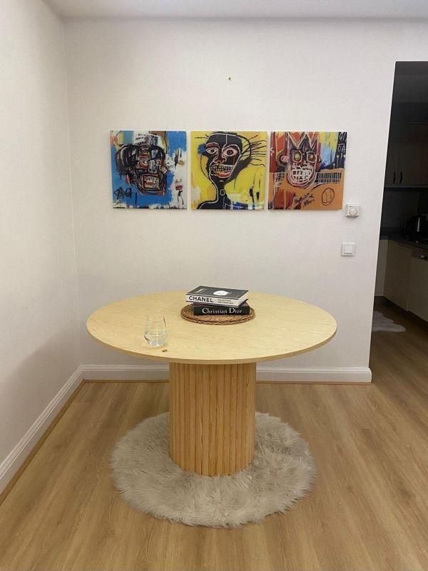 woodywood 103 Cm Yemek Masası Yuvarlak Özel Tasarım Ahşap Model Mutfak Ofis Masası Çalışma Masası Balkon - Image 1