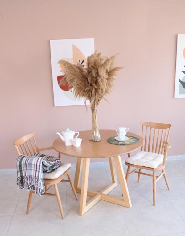 woodywood 103 Cm Yuvarlak Yemek Masası Bambu - Çam Ahşap Mutfak Ofis Masası Çalışma Masası Balkon Özel Tasarım - Image 1
