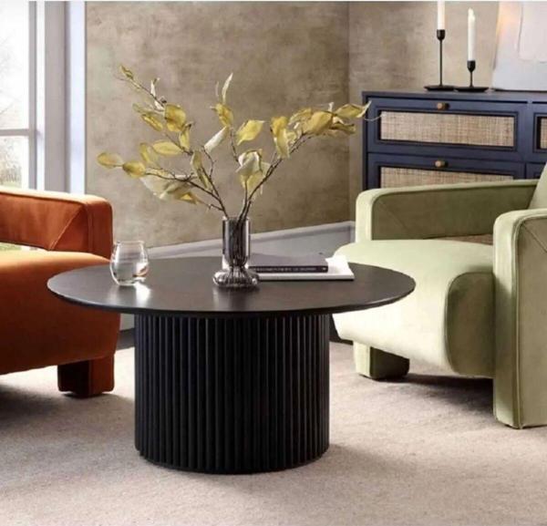 woodywood 90 Cm Siyah Yuvarlak Orta Sehpa Mdf - Image 1