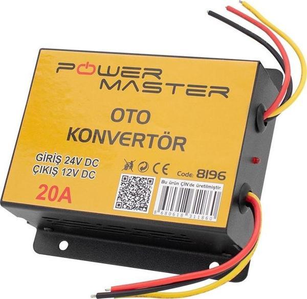 POWERMASTER PM-8196 24V DC / 12V DC 20 AMPER OTO KONVERTÖR - Image 1