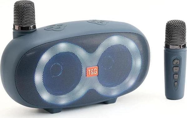 T&G Taşınabilir 2 Mikrofonlu Led Işıklı Karaoke Hoparlör Kablosuz Bluetooth Hoparlör Usb Sd Fm Destekli Şarjlı Ses Bomba - Image 1