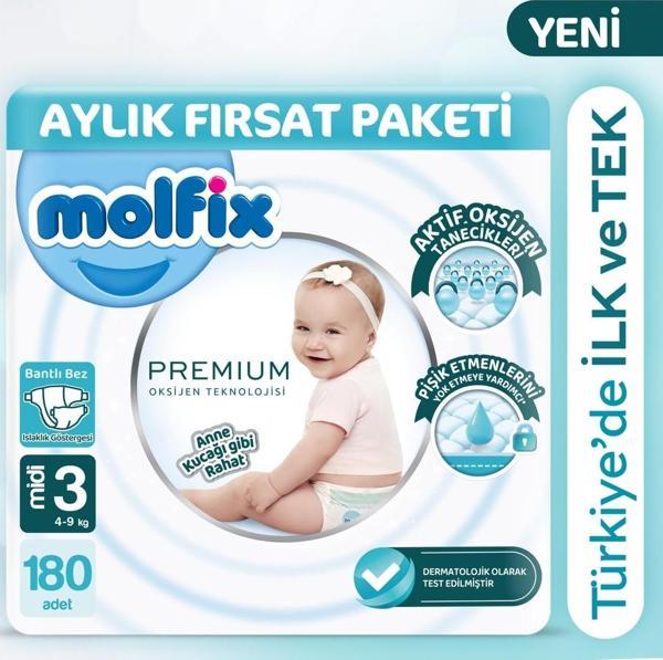Molfix Premium Aylık Fırsat Paketi 3 Beden 180 Adet - Image 1