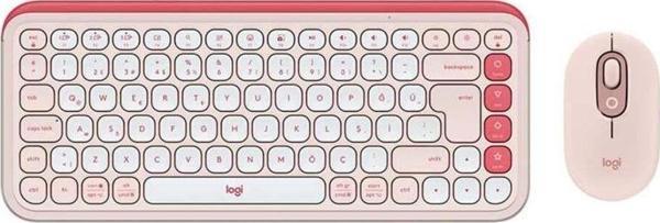 Logitech POP ICON Bluetooth Klavye Mouse Seti Pudra Pembe 920-013077 - Image 1