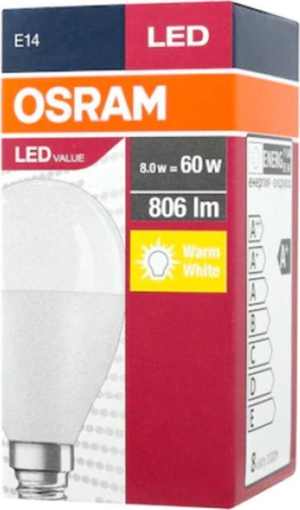 Osram  Led Value 7.5W 2700K 806lm E14 Duy Sarı Işık Top Lamba - Image 1
