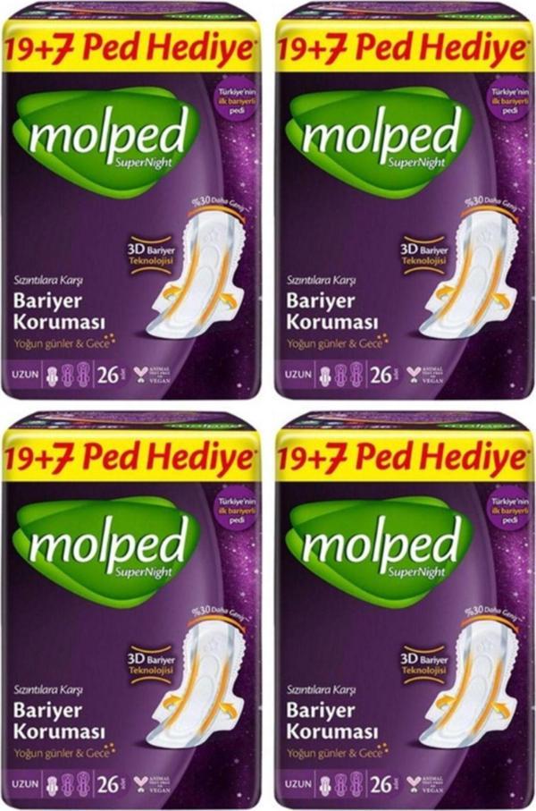 Molped Gece Uzun Hijyenik Ped 26 Lı x 4 Adet - Image 1
