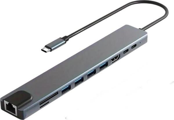 Pmr 10in1 Type C Hub Çevirici 4*usb 3.0/Kart okuyucu/ 4k Hdmi/ Gigabyte Ethernet/100W pd Şarj - Image 1
