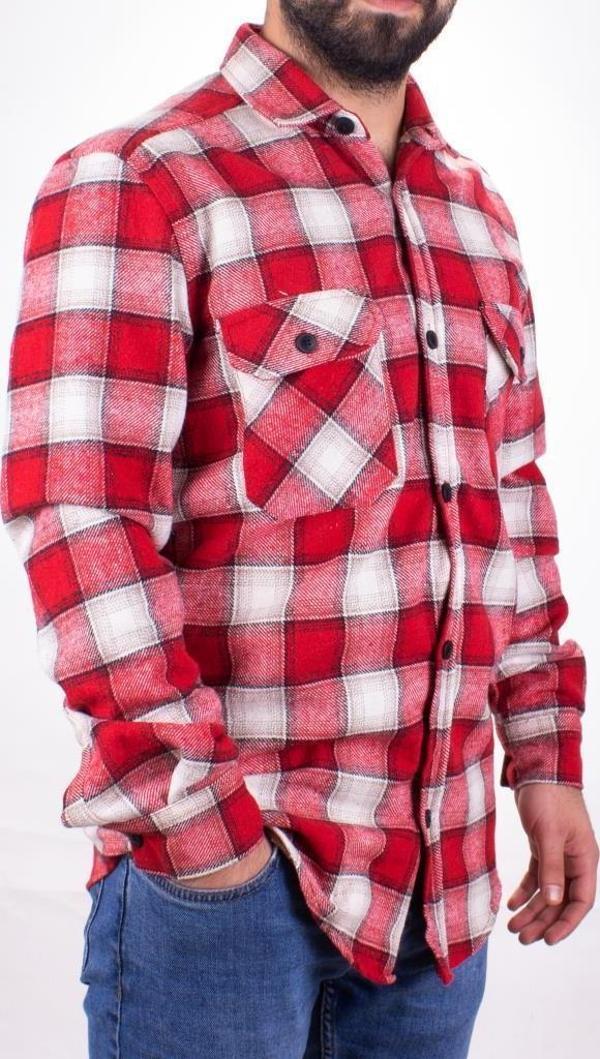 Dagoster DMG23-126465 Kırmızı Günlük Çift Cep Kapaklıı Ekose Oduncu Regular Erkek Gömlek - Image 1
