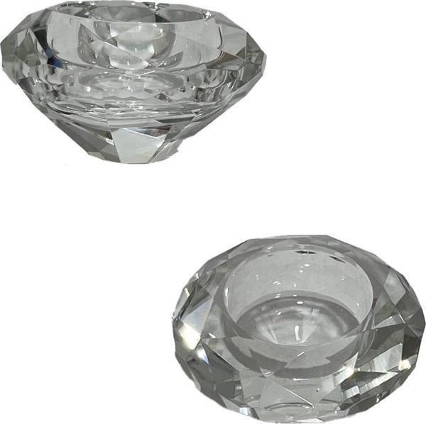 Faset Kesim Kristal Cam Tealight Mumluk 7x4 cm (1 Adet) - Image 1