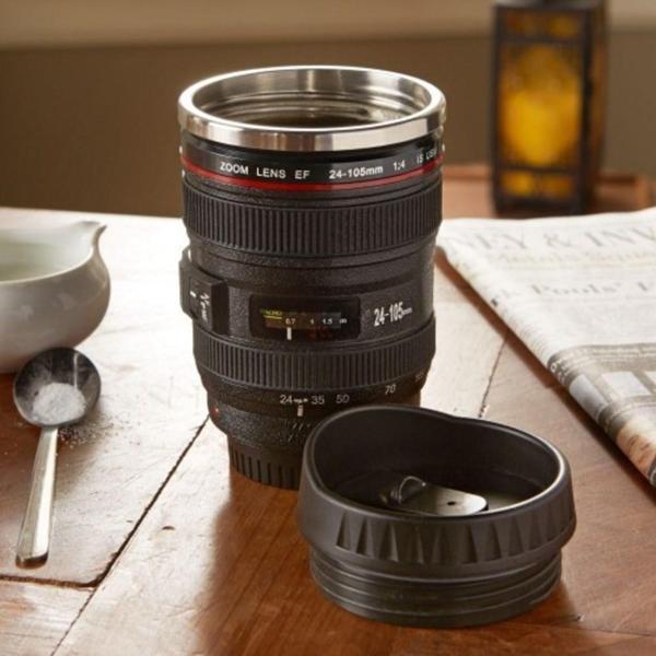 Çelik Kahve Çay Termosu Objektif Görünümlü Lens Mug Kullanışlı Sıcak Soğuk Termos Kupa Bardak Mug - Image 1
