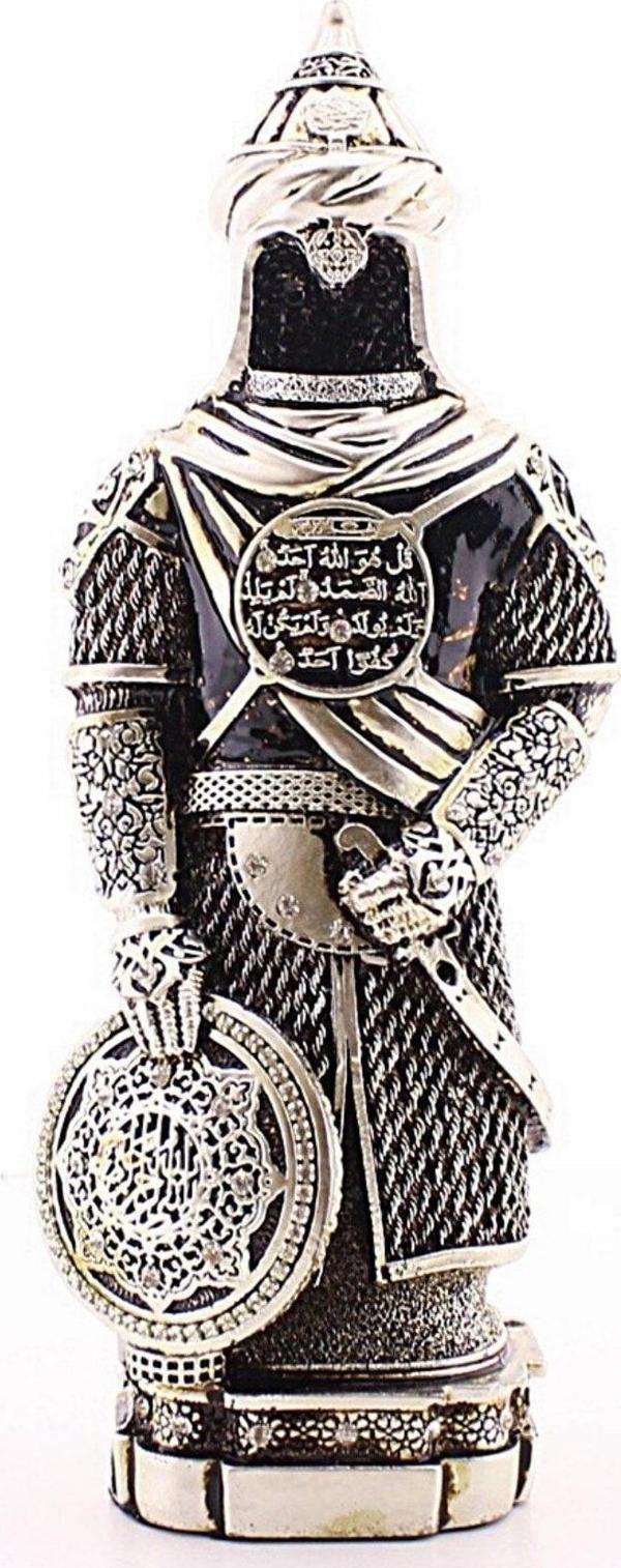 Polyester Üzerine Metal Kaplama Biblo Zırhlı Cevşen Ayetli Asker Gümüş Biblo 3 Boyutlu Küçük Boy 24C - Image 1
