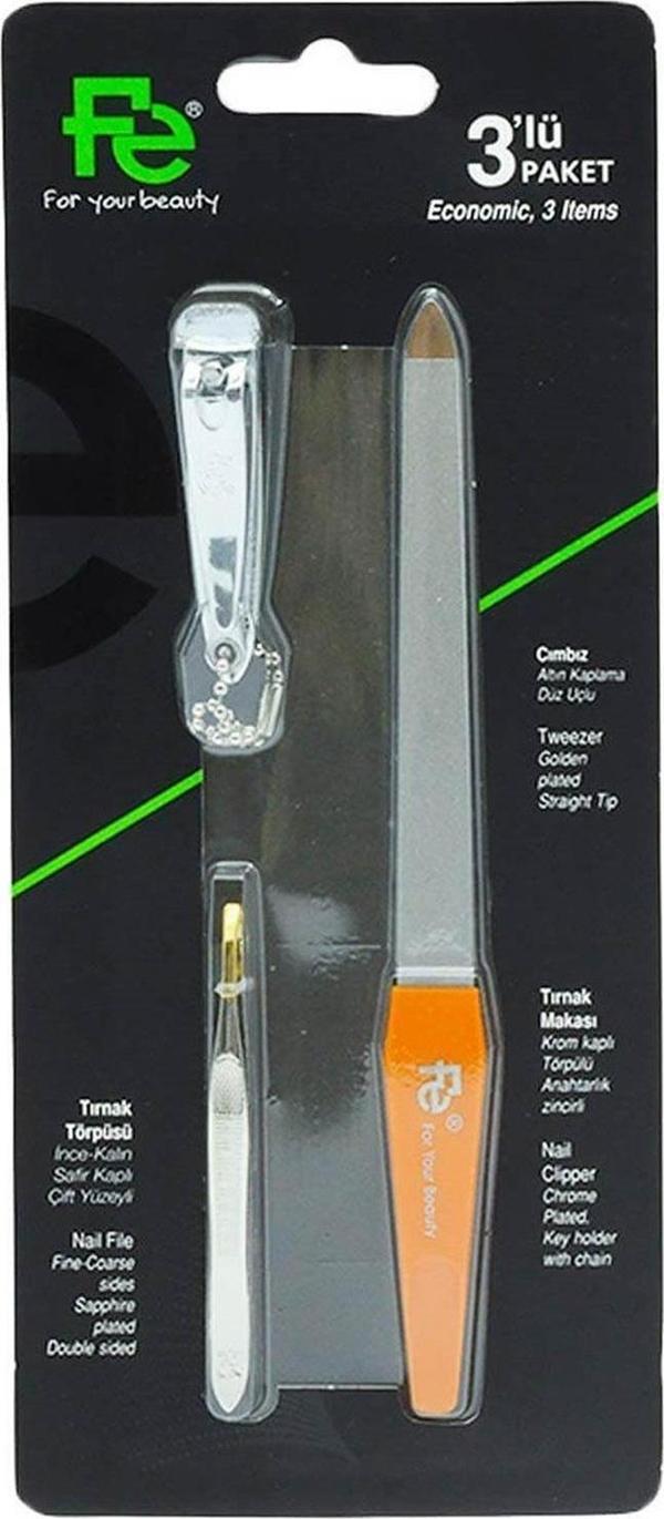 Fe Ekonomik 3 lü Paket (Cımbız Tırnak Makası Tırnak Törpüsü) FEPI023 - Image 1