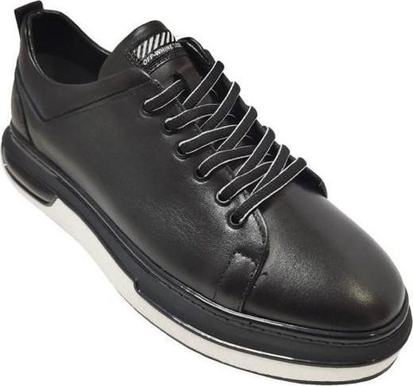 Hidayet Özel 1224-25 Hakiki Deri Anatomik Erkek Ayakkabı Siyah Beyaz - Image 1