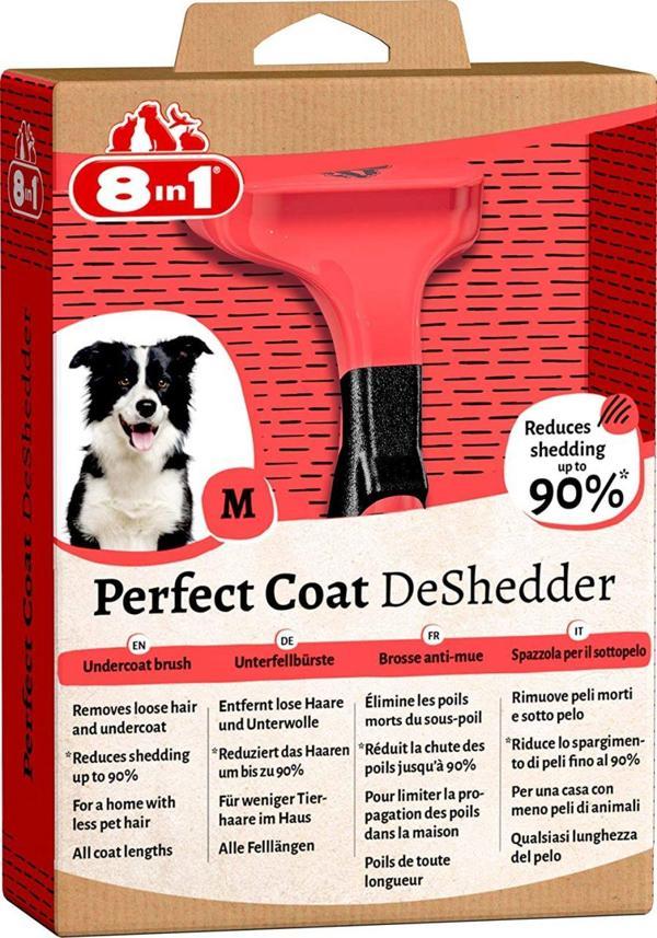 8in1 Perfect Coat DeShedder Furminator Orta Irk Köpek Tarağı Medium - Image 1